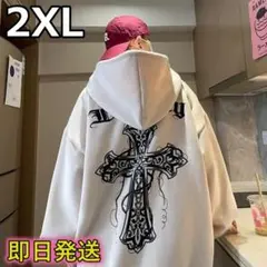 【ホワイト2XL】メンズパーカー 春 ストリート 大きいサイズ 10代 20代