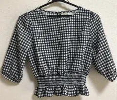 ギンガムチェックトップス