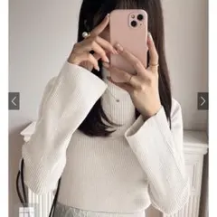 【新品未使用】GRLハイネックフレアスリーブリブニットトップス[k9086d]