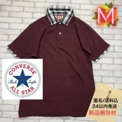 ■CONVERSE 半袖 レイヤード重ね着風 ポロシャツ 鹿子生地 チェック柄のサムネイル