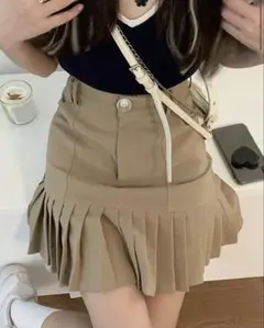 shein ベージュ プリーツスカート