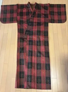 着物　赤と黒のチェック柄 羽織