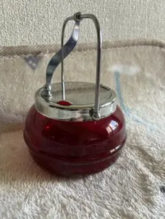 レトロ ガラス シュガーポット レッド