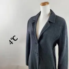 4℃ヨンドシー大人上品ウールブレンドロングチェスターコート灰チャコールグレーM