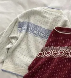 Treat Yourself ハート柄ニット　ホワイト　⚠️3/15まで出品