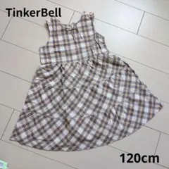 ティンカーベル チェック柄ワンピース ノースリーブ 120cm