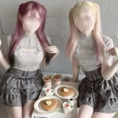 ダブルリボンギンガムトップスmichellMacaron　HONEYMEW XS 新品未使用 HONEY MEW ダブルリボンギンガムトップス XS ピンク