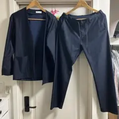 TK ノーカラー　ネイビー カジュアルスーツ ポリエステル混合