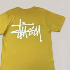 STUSSY ロゴ Tシャツ S イエロー コットン バックプリント