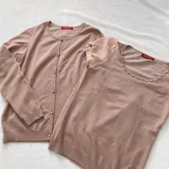 アプワイザーリッシェ パールボタン シアー袖　アンサンブル ビジュー ビーズ