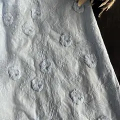 ラスト❣️コットンブロード刺繍生地 水色 刺繍有効幅135×130cm