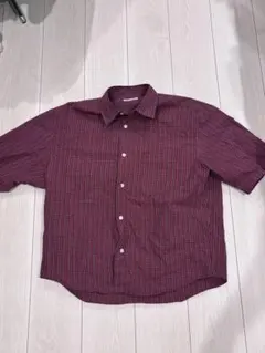チェック柄 半袖シャツ レッド系
