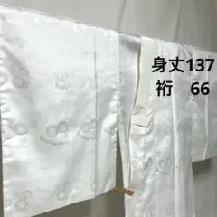 b221 化繊　単衣　長襦袢　半衿付　バチ衿　白　極美品　洗える着物