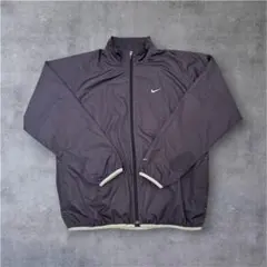 00s Nike ナイロンジャケット　グレー　刺繍ロゴ