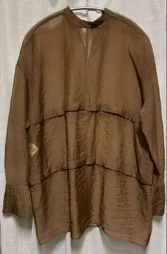 CLANE シアーシャツ　ブラウン CLANE - SWITCH DESIGN LONG SHEER SHIRT - リングシアーシャツ