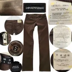 1779 エンポリオアルマーニ ブーツカット ストレッチパンツ ブラウン 茶 Sのサムネイル