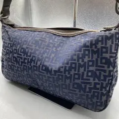 美品 ロンシャン モノグラム ワンショルダーバッグ アクセサリーポーチ ネイビー