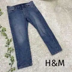 H&M 【29/30】 クロップド　ストレート　スリム　デニムパンツ