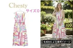 【美品】チェスティ ノースリーブ 膝丈 ワンピース