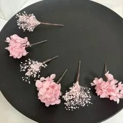 ドライフラワー結婚式成人式お祭り前撮り七五三卒業式髪飾りピンクNo3