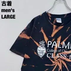 古着 ギルダン Tシャツ パーマー カレッジ ブリーチ タイダイ ブラック L