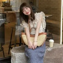 hinari シャーリングチェックスカート　ネイビー　タグ付き　　新品未開封のサムネイル