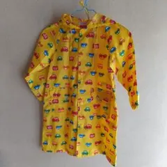 ミキハウス　プッチーくん 車柄レインコート 110サイズ　黄色　袋付き