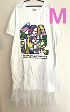 Scolar カラフル　ロングTシャツ　ワンピース　　レース　白　M