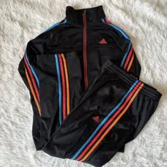 adidas ジャージ 上下セットアップ ブラック マルチカラーライン M