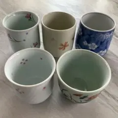 花柄陶器湯飲み5個セット