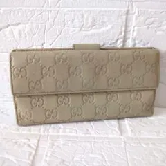 GUCCI グッチ シマ レザー 長財布 wホック メタルロゴ - メルカリ