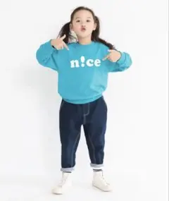 ブランシェス　ガーデナーテーパードデニムパンツ　ネイビー