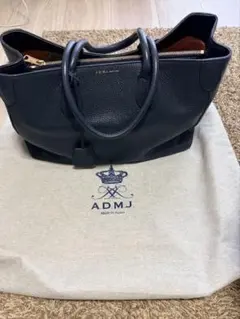 ADMJ ネイビー レザー トートバッグ 保存袋付き