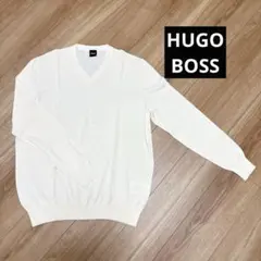 美品　HUGO BOSS シルクコットン　ニット　オフホワイト　ロングTシャツ