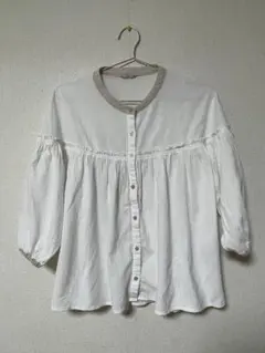 サマンサモスモス　配色ギャザーブラウス