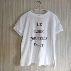 【ELLE 】文字プリント クルーネック半袖Tシャツ ホワイト Mのサムネイル