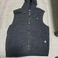 POLO RALPH LAUREN フード付きベスト ブラック XL Y2K
