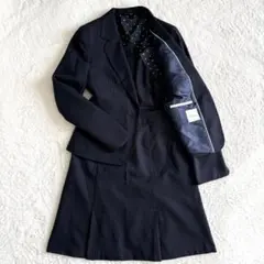 nline セットアップ スカート ストレッチ ネイビー シルク混 7号