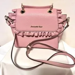 【美品】サマンサベガ フリルフラップバッグ 2way ショルダーバッグ ピンク