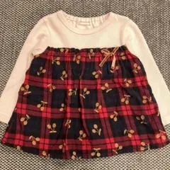 SENSE OF WONDER 90cm タータンチェック柄トップス　さくらんぼ