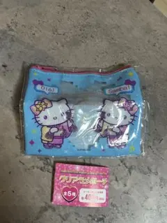 マツケンサンバ×キティ クリアラメポーチ ブルー