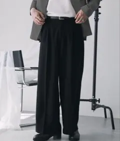 EMMA CLOTHES メンズ ワイドスラックス ブラック Lサイズ