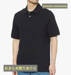 amazon essentials ホワイトストライプ ポロシャツ M