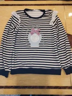 香水瓶　ストライプ　裏起毛トレーナー160size　美品