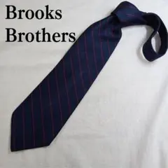 ブルックスブラザーズ　ネクタイ　紺×赤　ストライプ　シルク　【n2964】