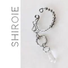 土日１５％OFF☃　シルバー/クリアダガーグラス　イヤーカフ