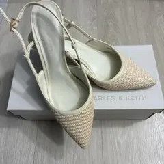 charles & keith 　ラフィア スリングバックパンプス チョーク