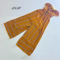 ANAP オールインワン オフショルダー サロペット 総柄 マスタード Sのサムネイル