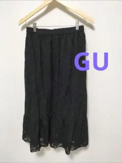 GU ジーユー シアージャガード フレアスカート ブラック XL ユニクロ 系