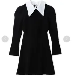 SNIDEL スナイデル　ホワイトカラーミニニットワンピース　ブラック